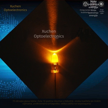 5mm žuto LED zrno s okruglim glavom, model F5, za semafore i upozoravajuća svjetla