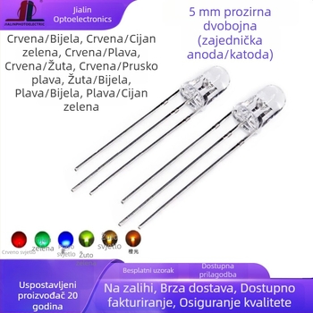 5mm dvobojne boje LED perle crveno-zelene, prozirna leća, zajednička anoda i zajednička katoda, izravno priključivanje