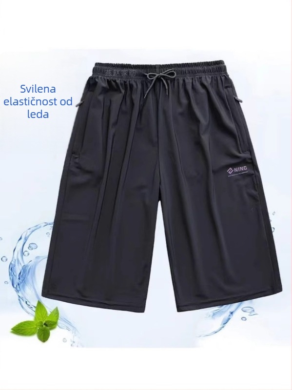 Muške Ice Silk sportske hlače – lagane, brzosušive, prozračne, elastične, 3/4 duljine, plus veličine