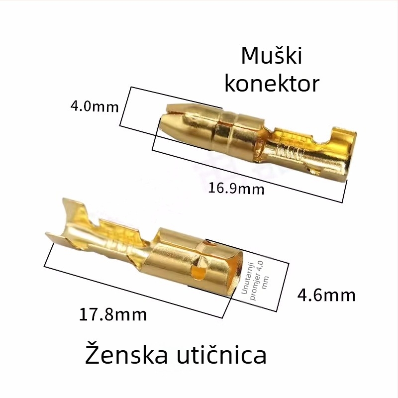 Kuglastog tipa 4.0 mm mesing terminal za kabel, muški i ženski, s kućištem