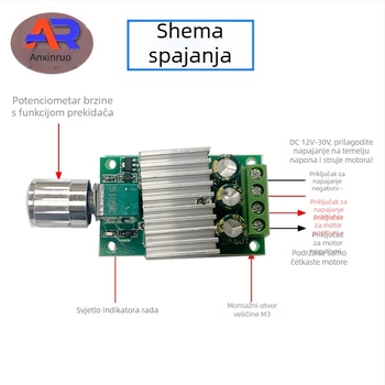 PWM regulator brzine DC motora, 12–24V, 10A visoke snage sa čipom 1210BK