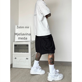 Muške radne šorceve otporne na vjetar i vodu — lagane, srednje dužine, širokog kroja, poliester, plus veličina, američki casual stil.