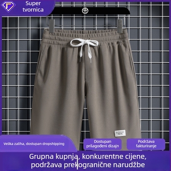 Muške capri šorceve s waffle uzorkom, opuštene ljetne dnevne sportske šortseve s dizajnom dva u jedan