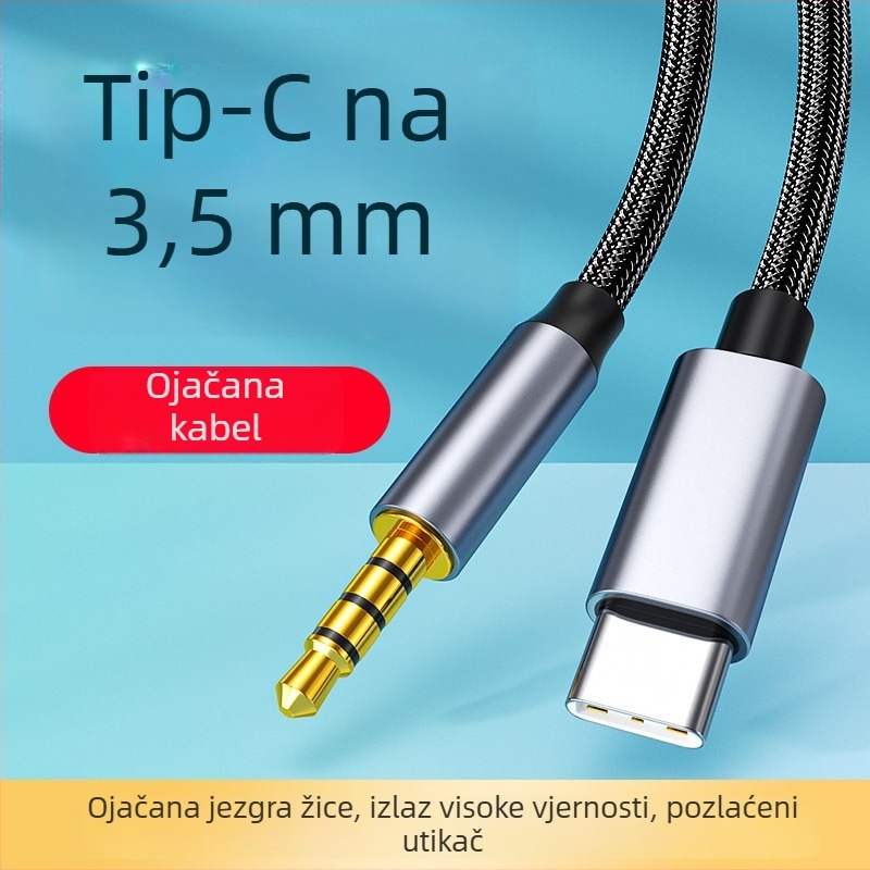 Type-C na 3,5 mm digitalni audio kabel za auto zvučnike, slušalice, telefon i prijenosno računalo