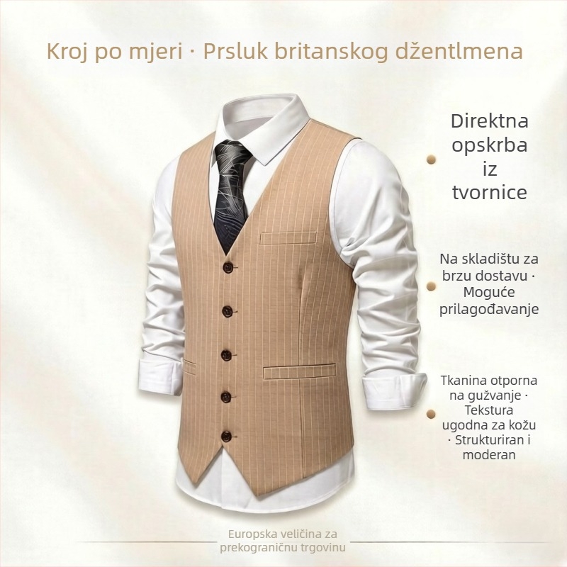 Muški prsluk s prugama, formalna vesta za kumove
