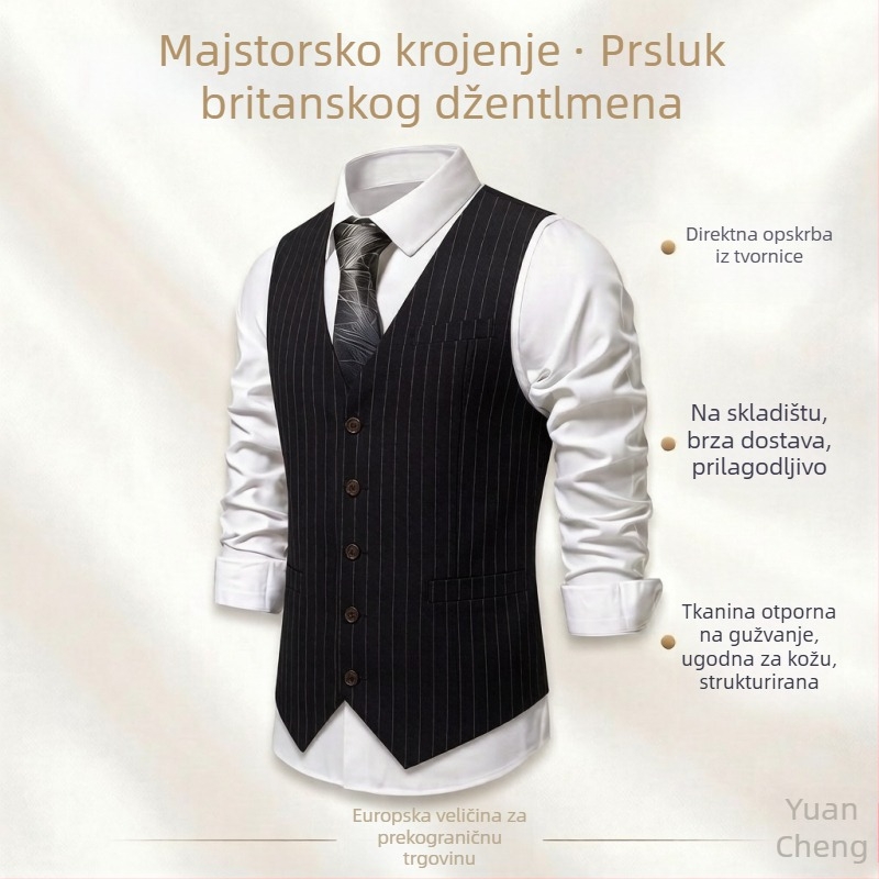 Muški prsluk s prugama, formalna vesta za kumove