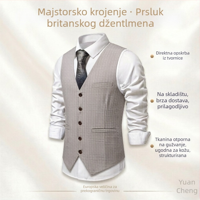 Muški prsluk s prugama, formalna vesta za kumove