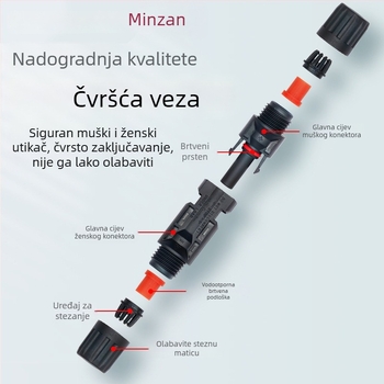 MC4 fotovoltni konektor set: muški i ženski konektor, vodootporan IP67 za solarni modul i PV panel
