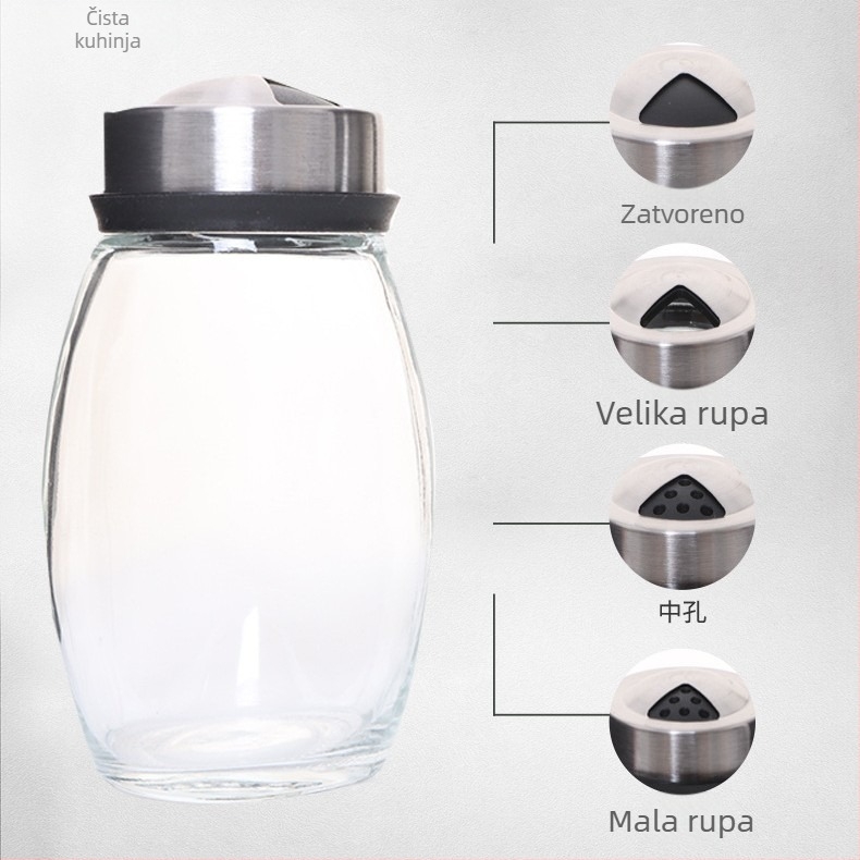Staklena posuda za začine s dvostrukim slojem i rotirajućim poklopcem, 150 ml