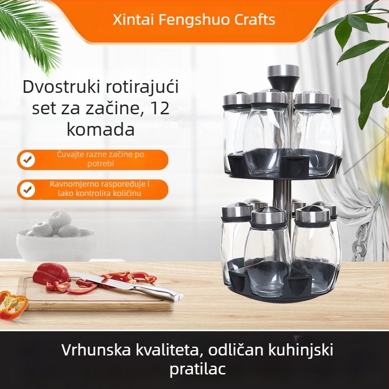 Staklena posuda za začine s dvostrukim slojem i rotirajućim poklopcem, 150 ml