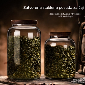 Staklena posuda za čaj Pu'er, vodootporna, hermetički zatvaranje, velika kapaciteta 500 g