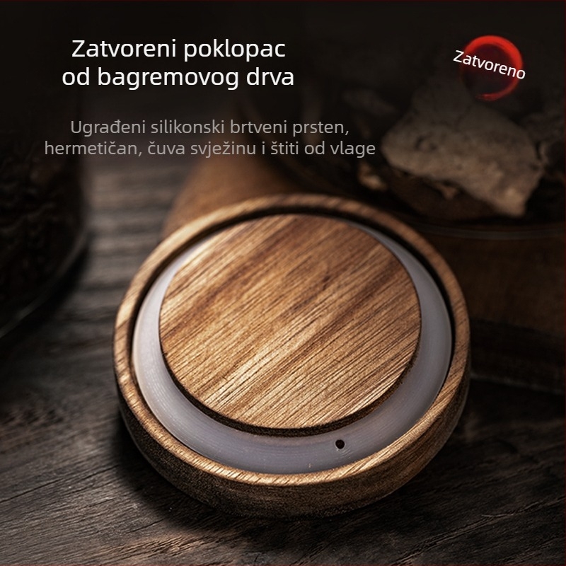 Staklena posuda za čaj Pu'er, vodootporna, hermetički zatvaranje, velika kapaciteta 500 g