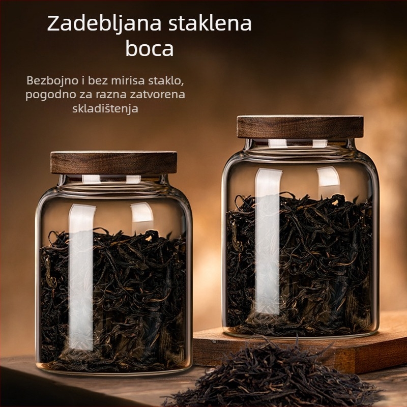 Staklena posuda za čaj Pu'er, vodootporna, hermetički zatvaranje, velika kapaciteta 500 g