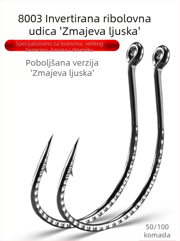 8003 Ojačani obrnuti udica s mekanim mamcem i imitacijom crva — za mandarin ribu, šaran i smuđ