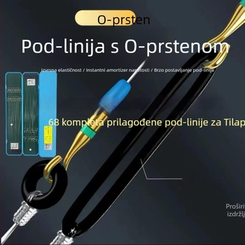 Akgost s O-prstenom, dugački držak, dvostruka udica, ručno vezan, za tilapiju
