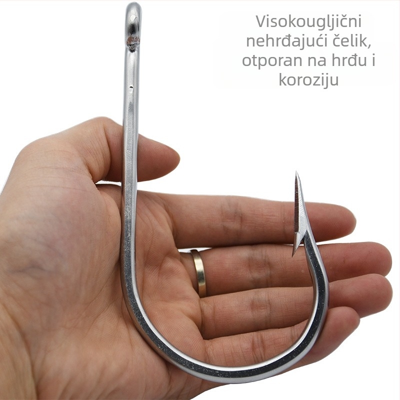 Ogromna morska udica od visokougljičnog čelika sa bodicom, za ajkule, tunu i makrelu, za duboko more