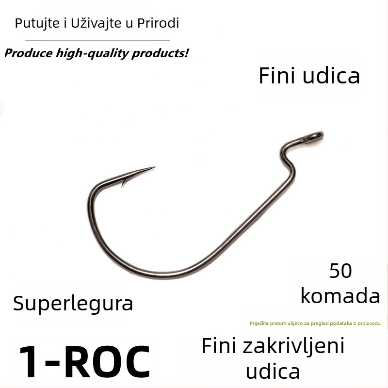 1-ROC široka trbušna, tanak crank kuka, mekani crv kuka, Luya kuka, Texas set za riječki ribolov, broj 2,5