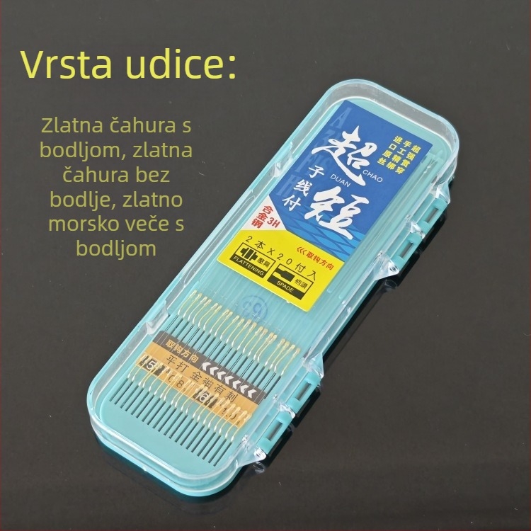 Dvostruka udica za ribolov s kratkim predveza, zlatno kućište, 20 komada