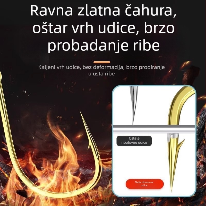 40 komada zlatnih manšeti s kratkom linijom, dvostruki udici, ručno vezani za karasa