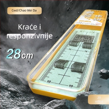 28 cm čvrsti prednji manšet s dvostrukim udicama, gotov manšet, sprječava zapetljavanje, kratka vodilica, udica za karasa, crni manšet