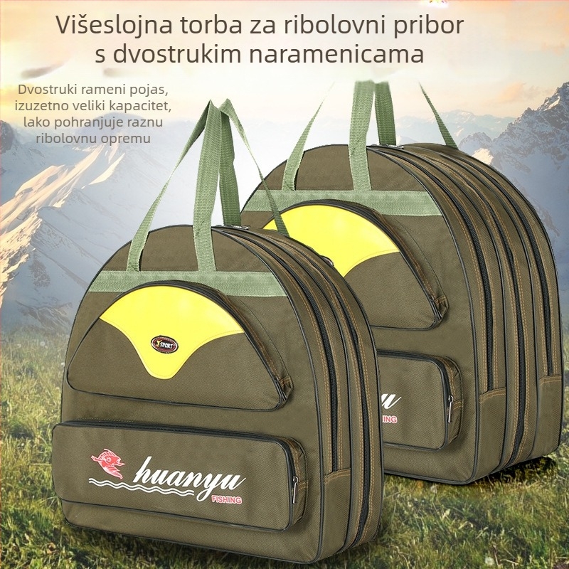 Višenamjenski ruksak za ribolov s dvostrukim i trostrukim slojem dizajna i pretincima za opremu