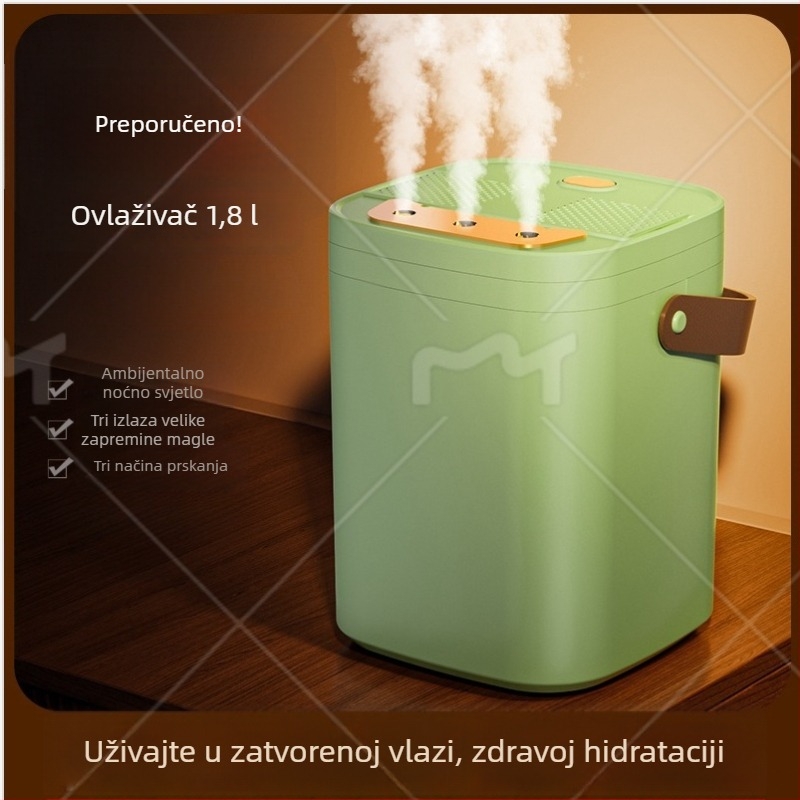 USB ovlaživač zraka s tri mlaznice, velika kapacita, za kuću, dom učenika, spavaću sobu i ured, s noćnim svjetlom