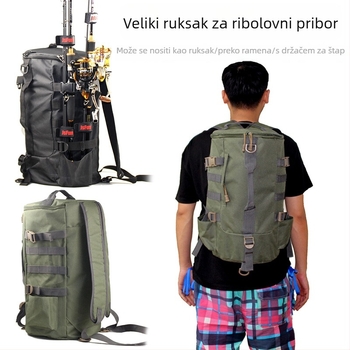 Cilindrična torba za štap za ribolov – vanjska torba za nošenje preko ramena, prostor za opremu, model F105 s kružnim remenom