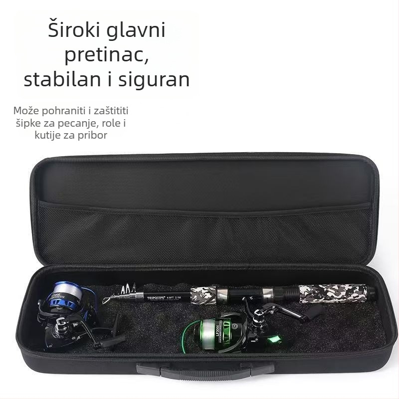 Vanjska čvrsta torba otporna na udarce za ribolovnu opremu, prostor za štap i mulinicu, vodootporna i lagana za putovanja