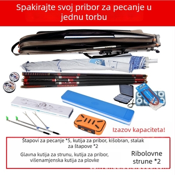 Kompaktna futrola za ribolovne štapove s tvrdim kućištem, trokutasto dno, veličina 130/125