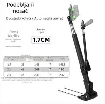 Ojačana potpora za kutiju/stočicu za ribolov s automatskim vraćanjem, dvostruki koluti, teleskopski držač štapa, univerzalna zemlja ugradnja za 7-dijelnih štapova