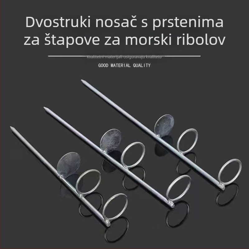 Nerđajući čelični držač za morsku štapu, s ugradnjom u tlo i dvostrukim prstenastim držačem