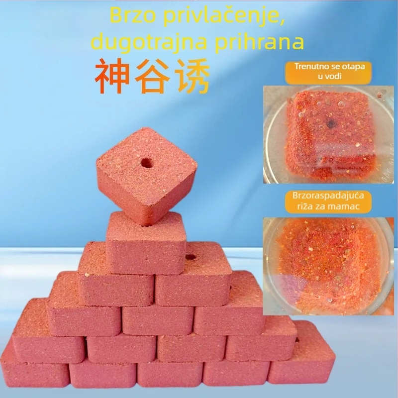 Kocke mamca od riže s aromom vina, brzo se rastvaraju pri nízkoj temperaturi, za divlji ribolov