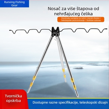 Nerđajući čelik – držač za više štapova za morski ribolov, trostruki stalak