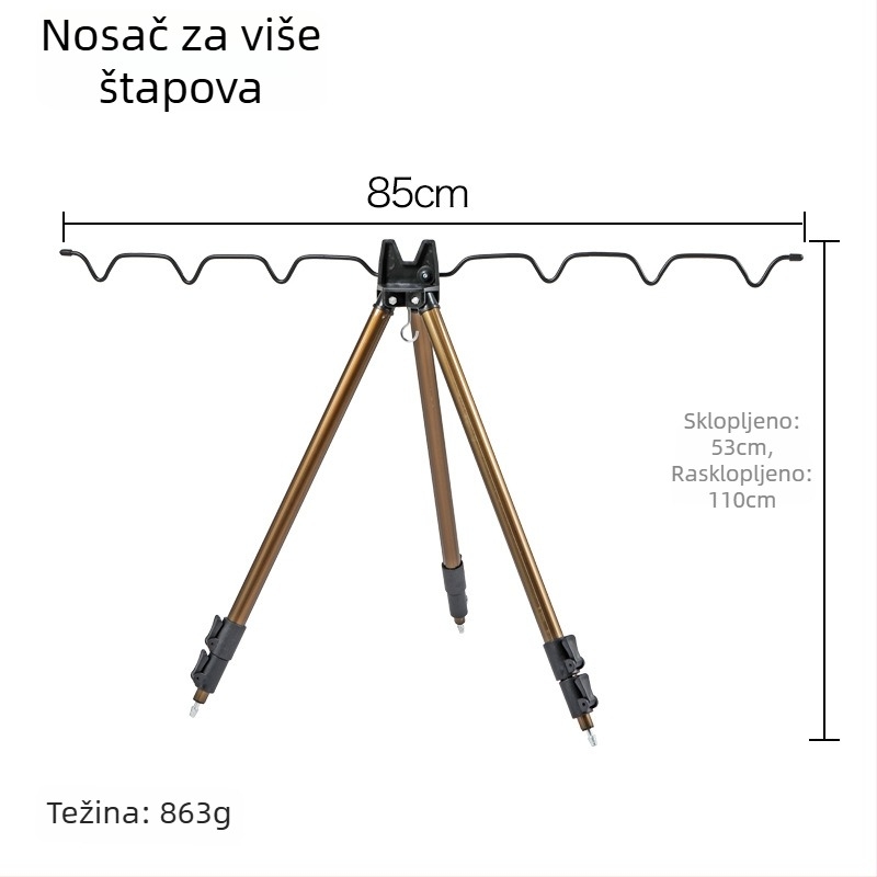 Nerđajući čelik – držač za više štapova za morski ribolov, trostruki stalak