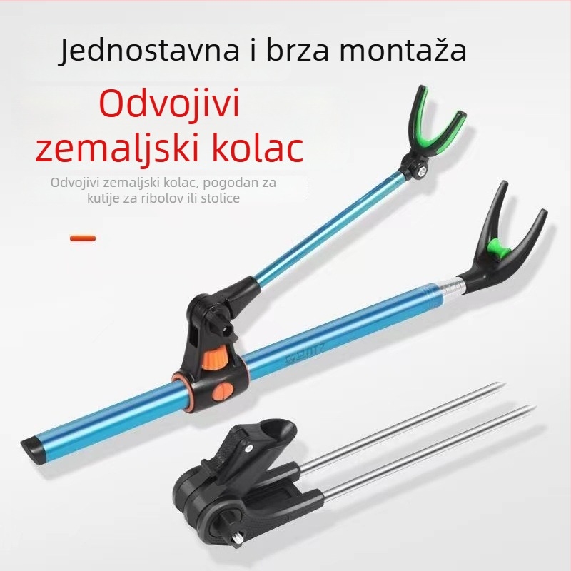 Nerđajući čelični dvostruko korišteni držač za štapove za ribolov s rotirajućom i sklopivom bazom