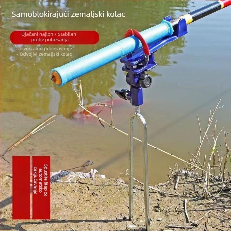 Držač za štap za ribolov s automatskim zaključavanjem, oslonac za tlo od nehrđajućeg čelika