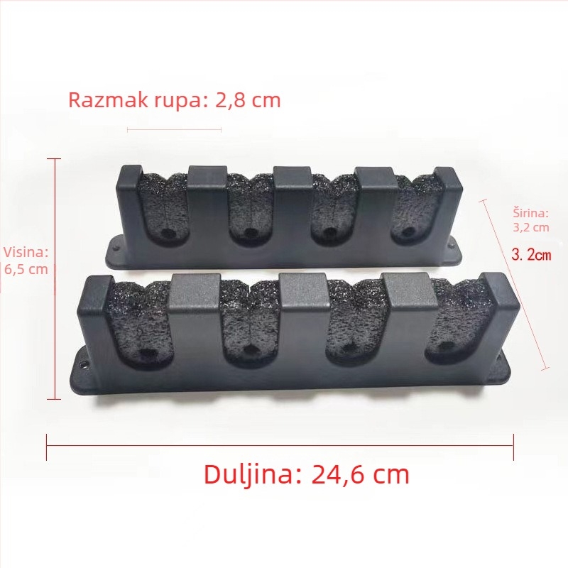 Plastični zidni držač za štapove za pecanje s 4 otvora – skladištenje i izlaganje štapova