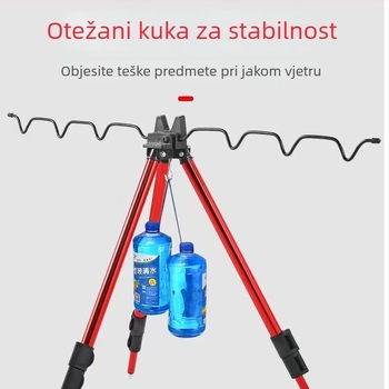 Stalak za morsku ribolov s opružnim mehanizmom, aluminijski trojnosni stalak, teleskopski okvir