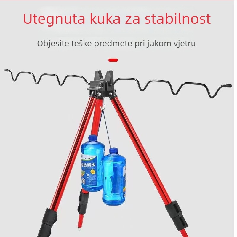 Stalak za morsku ribolov s opružnim mehanizmom, aluminijski trojnosni stalak, teleskopski okvir