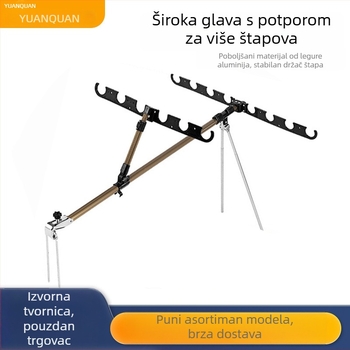 Aluminijski tripod za ribolov, baza za zabijanje u tlo, otporan na vjetar dvostruki držač štapova, za ručni i morski ribolov