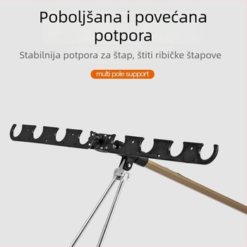 Aluminijski tripod za ribolov, baza za zabijanje u tlo, otporan na vjetar dvostruki držač štapova, za ručni i morski ribolov