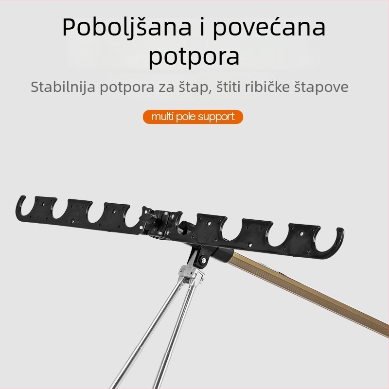 Aluminijski tripod za ribolov, baza za zabijanje u tlo, otporan na vjetar dvostruki držač štapova, za ručni i morski ribolov