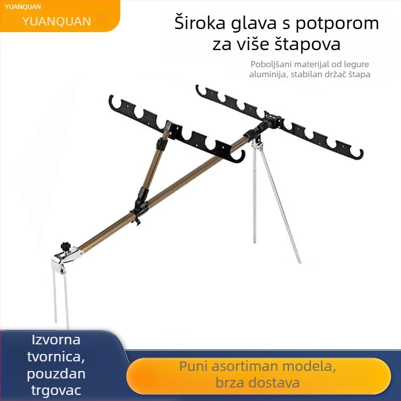 Aluminijski tripod za ribolov, baza za zabijanje u tlo, otporan na vjetar dvostruki držač štapova, za ručni i morski ribolov