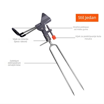 Aluminijski držač za ribolovne štapove, zemni vtič, univerzalni nosač, sklopiv, višedirekcijska rotacija