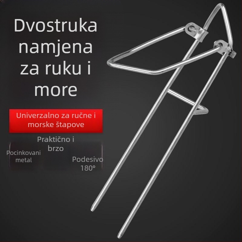 Držač za morsku štapu od nehrđajućeg čelika s bazom u zemlji – dvostruka namjena za ručne i morska štapa