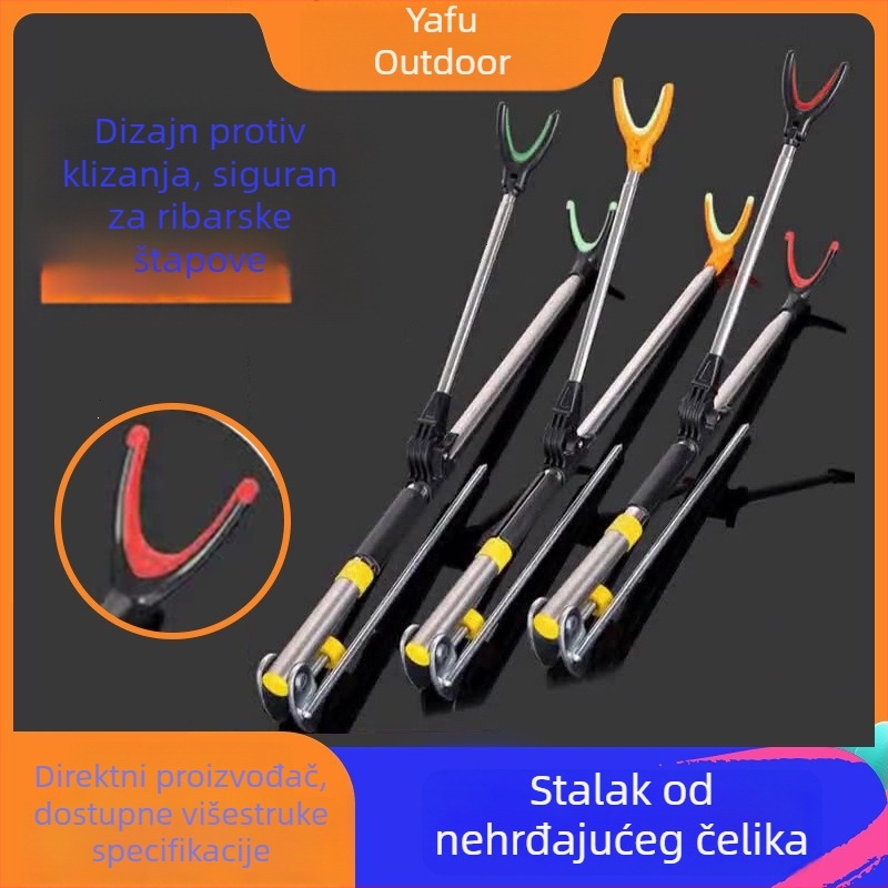 Nosač štapa za ribolov od nehrđajućeg čelika, protuklizni, okretan u više smjerova i sklopiv, dvostruka uporaba