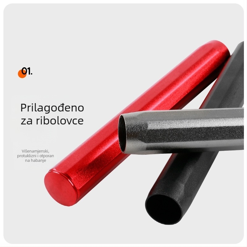 Aluminijski komplet dodataka za štap: zaštitni omotač ručke, nosač tornja, stražnja cijev za mrežu, pribor za prilagodbu štapa