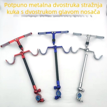 Aluminijski dvostruki nosač štapova, sklopivi, s višestrukom rotacije, stražnjim vješanjem, cijeli metalni držač za dvije štapove