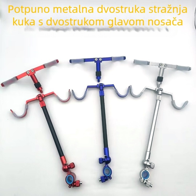 Aluminijski dvostruki nosač štapova, sklopivi, s višestrukom rotacije, stražnjim vješanjem, cijeli metalni držač za dvije štapove