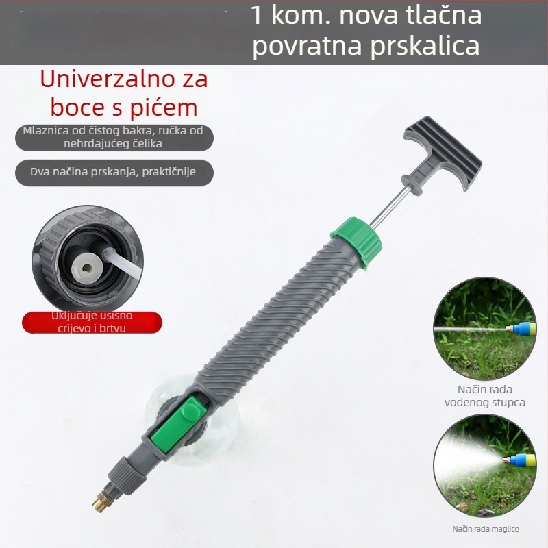 Raspršivač od nehrđajućeg čelika za bočicu s napitkom, kompaktni kućni vrtni raspršivač s push-pull reciprocirajućom akcijom